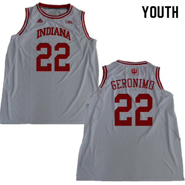 Youth #22 Jordan Geronimo Indiana Hoosiers College Basketball Jerseys Sale-White